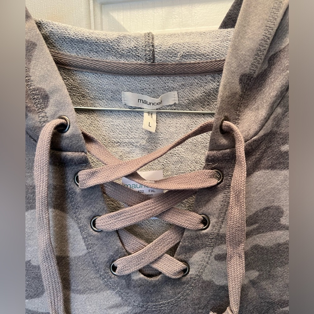 Maurice’s Camo lace up sleeveless hoodie dress. Super soft. NWT. Large. - Picture 3 of 7